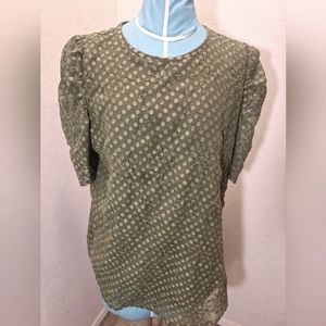 Loft Green Polka Dot Blouse